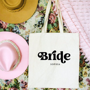 Bolsa Tote Tipografia de Boho Retro Simples   Noiva