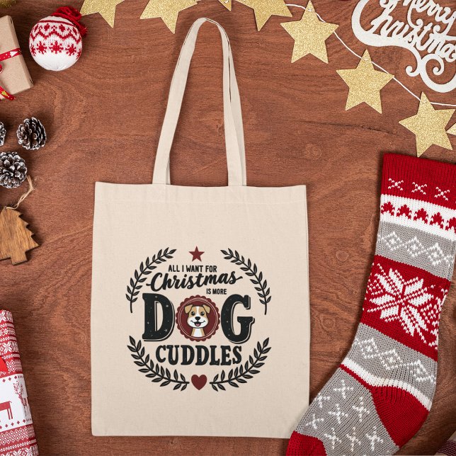 Bolsa Tote Tipografia de Cachorros de Natal (Criador carregado)