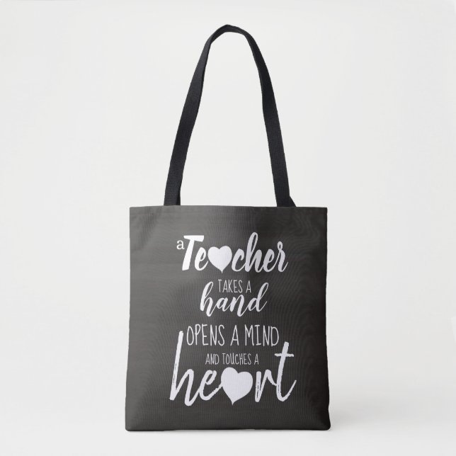 Bolsa Tote Tipografia de Calkboard Teacher Inspiration Quote (Frente)
