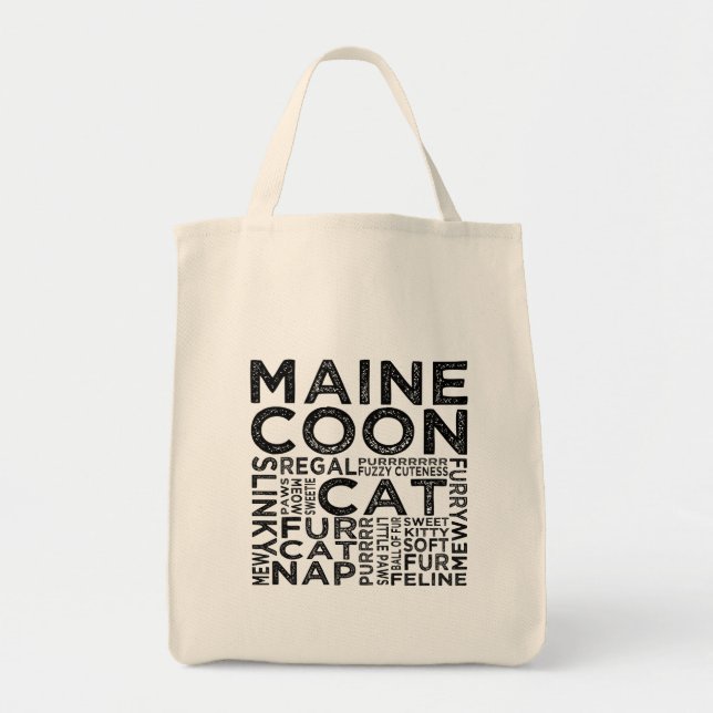 Bolsa Tote Tipografia de Gato Maine Coon (Frente)