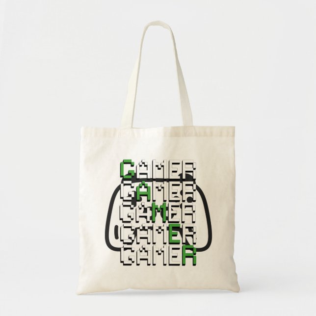 Bolsa Tote Tipografia de Jogos Pixel Retro (Frente)