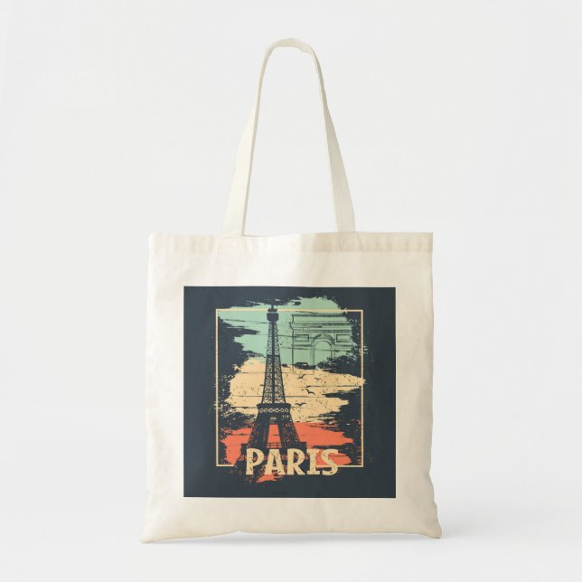 Bolsa Tote Tipografia de Paris: abstrato Eiffel poster. (Frente)