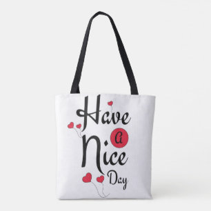 Bolsa Tote Tipografia de Tenha um Bom Dia com Balões em Forma