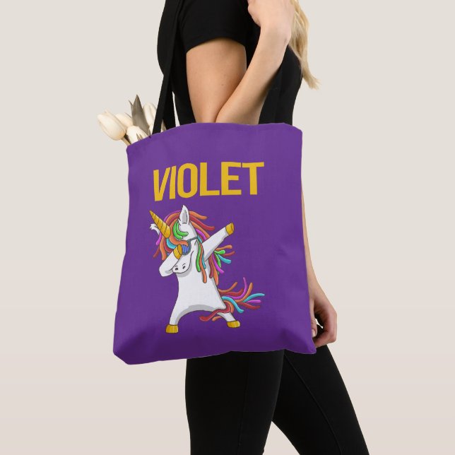 Bolsa Tote Tipografia Divertida Moderna Elegante Violeta  (Close Up)