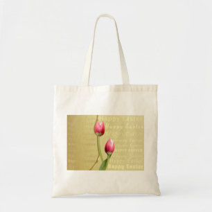 Bolsa Tote Tipografia do ouro das tulipas da páscoa