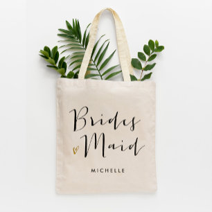 Bolsa Tote Tipografia do Script de Pincel "Bridesmaid"