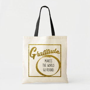 Bolsa Tote Tipografia Dourada de Gratidão com Leitura Person