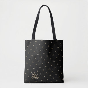 Bolsa Tote Tipografia Dourada Negra Moderna