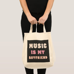 Bolsa Tote Tipografia em Groovy dos anos 70 - Música é minha