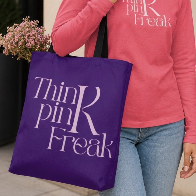 Bolsa Tote Tipografia Moderna e Ousada Pink Freak (Criador carregado)