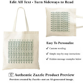 Bolsa Tote Tipografia Moderna Mensagem Secreta Personalizada