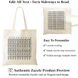 Bolsa Tote Tipografia Moderna Mensagem Secreta Personalizada