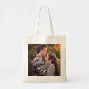 Bolsa Tote Tipografia Moderna Minimalista de Ouro Eu Te Amo F