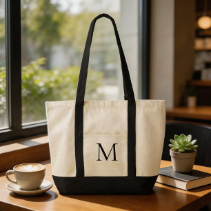 Bolsa Tote Tipografia moderna simples e moderna em preto e br