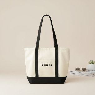 Bolsa Tote Tipografia moderna simples preto e branco trendy
