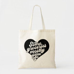 Bolsa Tote Típografia Preta Minimalista Retro Amante de Vinho