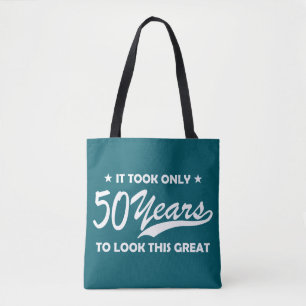 Bolsa Tote Tipografia Retro de Aniversário de 50 Anos Engraça
