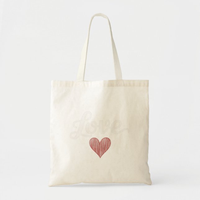 Bolsa Tote Tipografia Romântica Minimalista Coração de Amor (Frente)