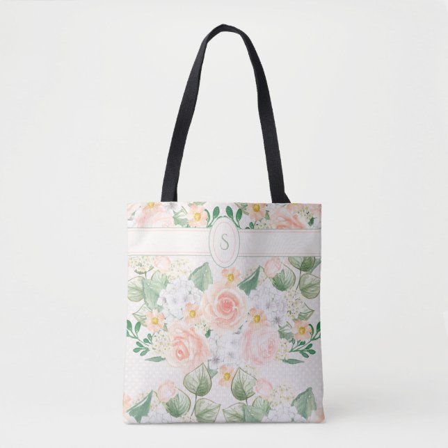 Bolsa Tote Tipografia Rosa Floral Monograma (Frente)