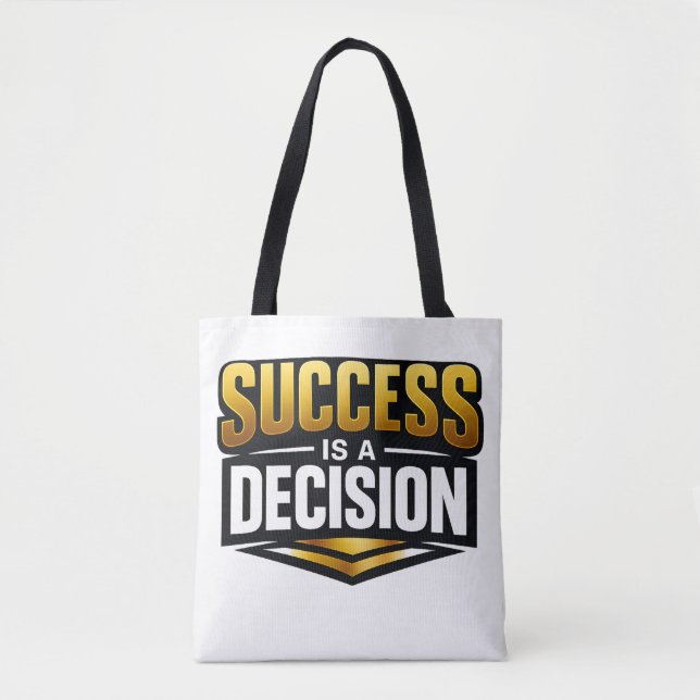 Bolsa Tote Tipografia Success Gold em Preto (Frente)