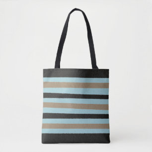 Bolsa Tote Tiras Amarelas Azuis Azul-Teais Pretas