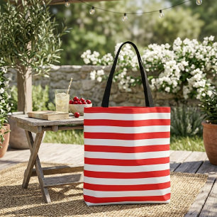 Bolsa Tote Tiras brancas vermelhas vintage retro tototo saco