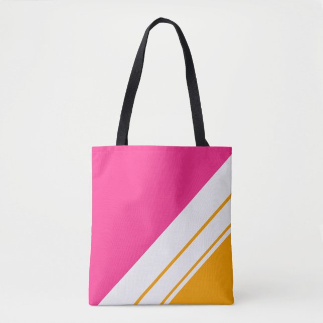 Bolsa Tote Tiras de corrida brancas cor-de-rosa-claro desport (Frente)