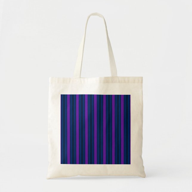 Bolsa Tote Tiras de doces azuis e roxas (Frente)
