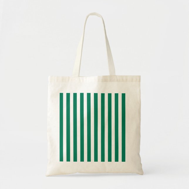 Bolsa Tote Tiras de doces verdes e brancas da floresta (Frente)