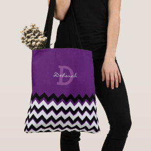 Bolsa Tote Tiras de Gavão + nome em roxo