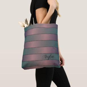 Bolsa Tote Tiras De Monograma Modernas E Elegantes
