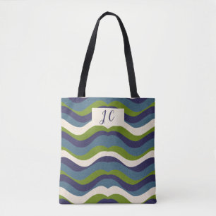 Bolsa Tote Tiras De Retrorização Ondas Monogramadas,