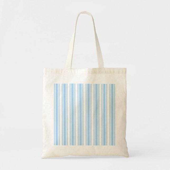 Bolsa Tote Tiras doces brancas e azuis claras (Frente)