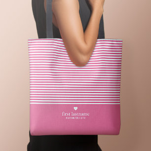 Bolsa Tote Tiras Modernas com Monograma do Coração em Escala