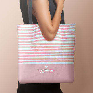 Bolsa Tote Tiras Modernas com Monograma do Coração em Escala
