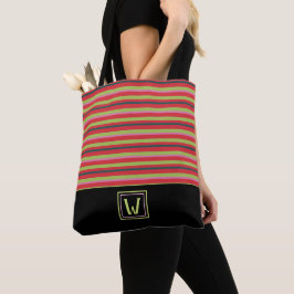 Bolsa Tote Tiras Modernas com Monograma Elegante