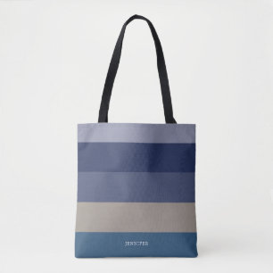 Bolsa Tote Tiras modernas com tons monográficos de azul