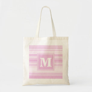 Bolsa Tote Tiras rosadas para bebês monogramas