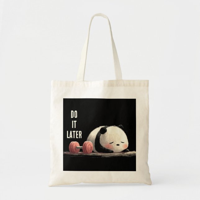 Bolsa Tote Tired Panda Gym – Cute Funny Workout Art (Frente)