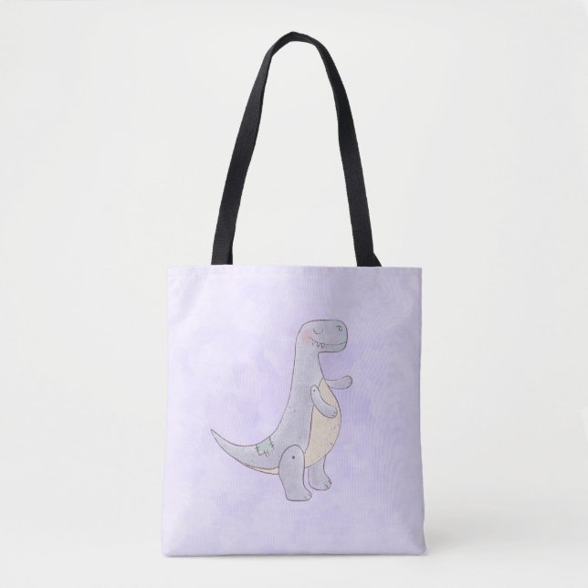 Bolsa Tote Tiro Tirrannosaurus Rex Dinossaur, Cinza de raça (Frente)