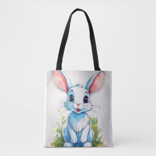 Bolsa Tote Título: "Adorable Rabbit Cartoon Sticker for Kids"