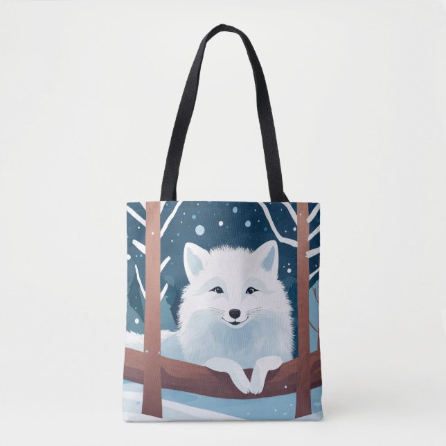 Bolsa Tote Título: Cute Smiling Artic Fox Illustration by Dun (Frente)