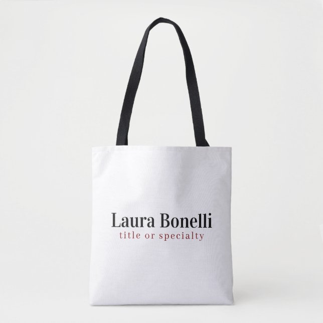 Bolsa Tote Título de Nome Simples Moderno Profissional Minima (Frente)
