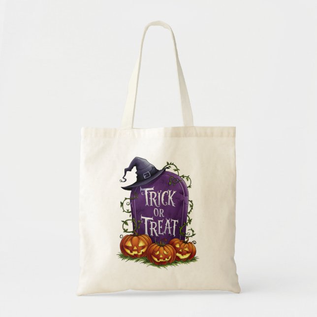 Bolsa Tote Título e Jack-o-Lanternas Trick ou Tratar Bag (Frente)