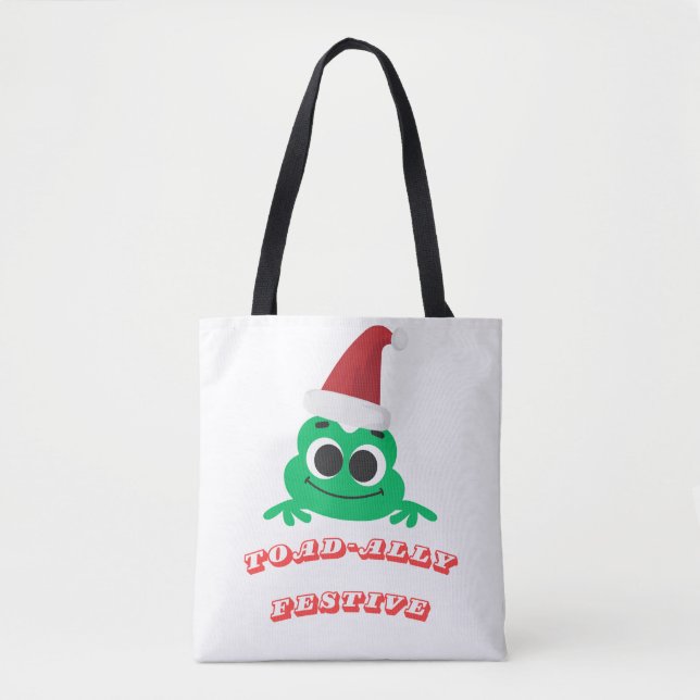 Bolsa Tote Toad-ally Festive Christmas Frog _ Cute Holiday De (Frente)