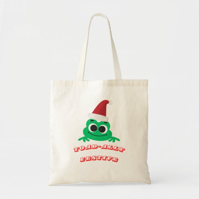 Bolsa Tote Toad-ally Festive Christmas Frog _ Cute Holiday De (Frente)