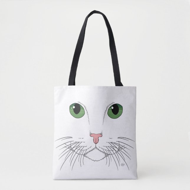 Bolsa Tote Toalha de Gato de Olho Verde (Frente)