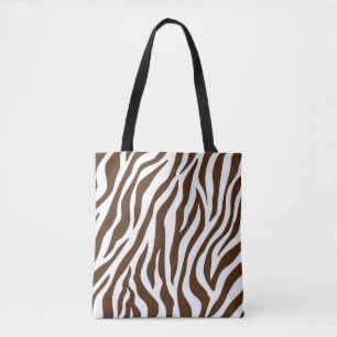 Bolsa Tote Toalha de Impressão Castanho e Zebra Branca