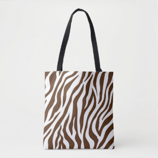 Bolsa Tote Toalha de Impressão Castanho e Zebra Branca