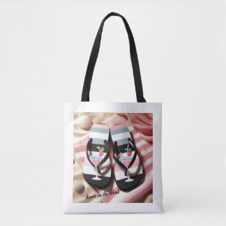 Bolsa Tote Toalha de Praia Chinelos Listrados